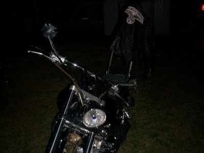 Jacket with No Rules Riders® colors on Mike`s sissy bar