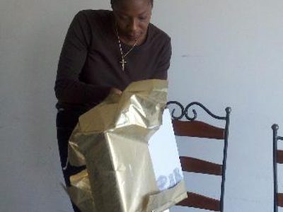 Boss Lady opening her B-day gift from the Desperado`s